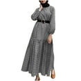 thumbnail image 1 of Pompotops Mode Femme Décontractée Aguichant Col Rond Imprimé Été Robe Longue à Manches Longues en Solde, 1 of 8