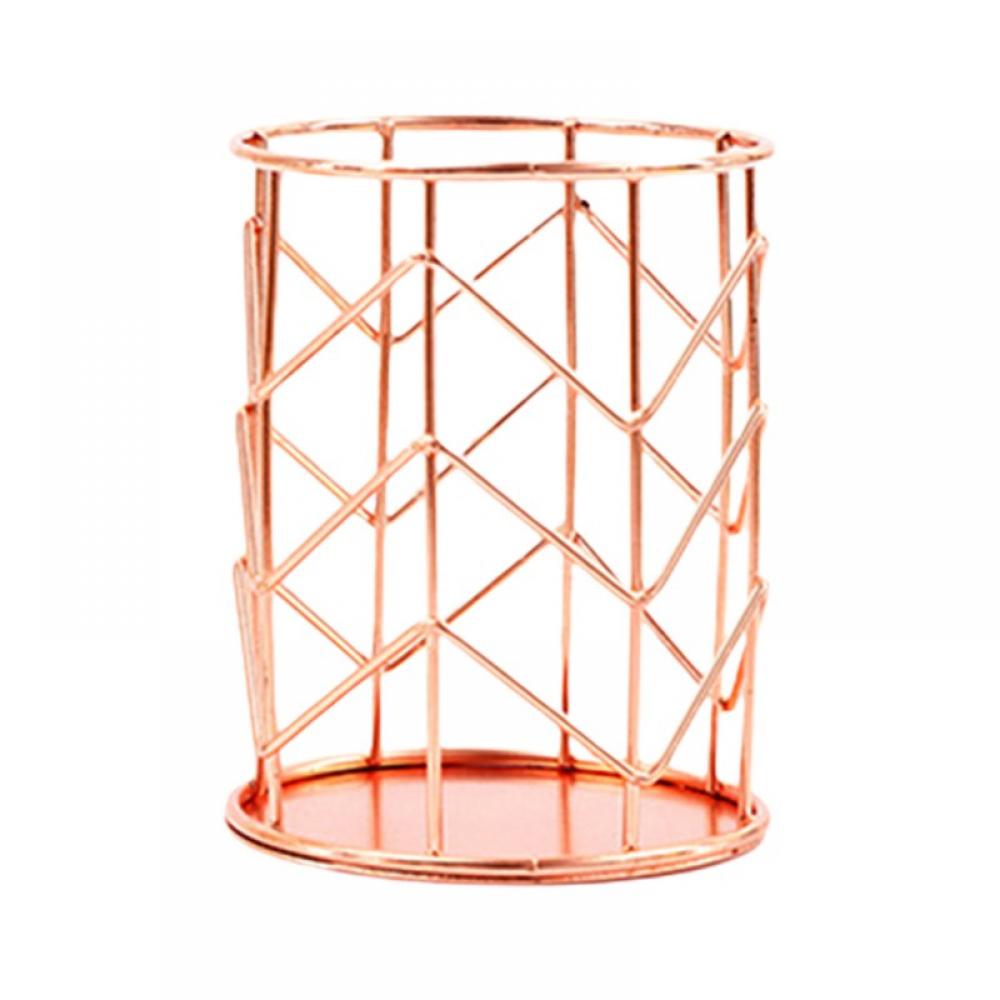 Rose Gold Pen Holder for Office Desk, Makeup Brush Organizer for Vanity