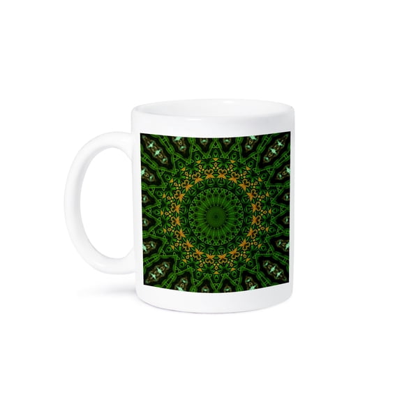 3drose, Green Eden Mandala, 15oz Mug