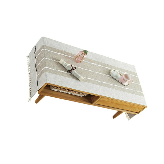 Mantel de Lino y algodón Bewildely rectangular Café con flecos impermeable 50*145cm