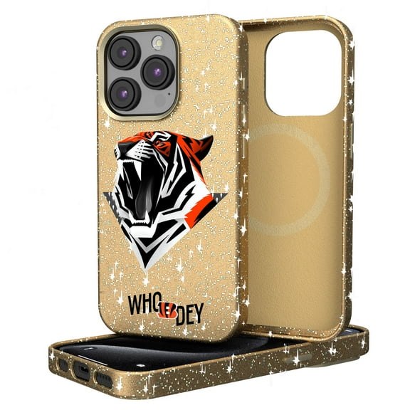 Keyscaper Gold Cincinnati Bengals 2024 Illustrated Limited Edition Bling iPhone Case