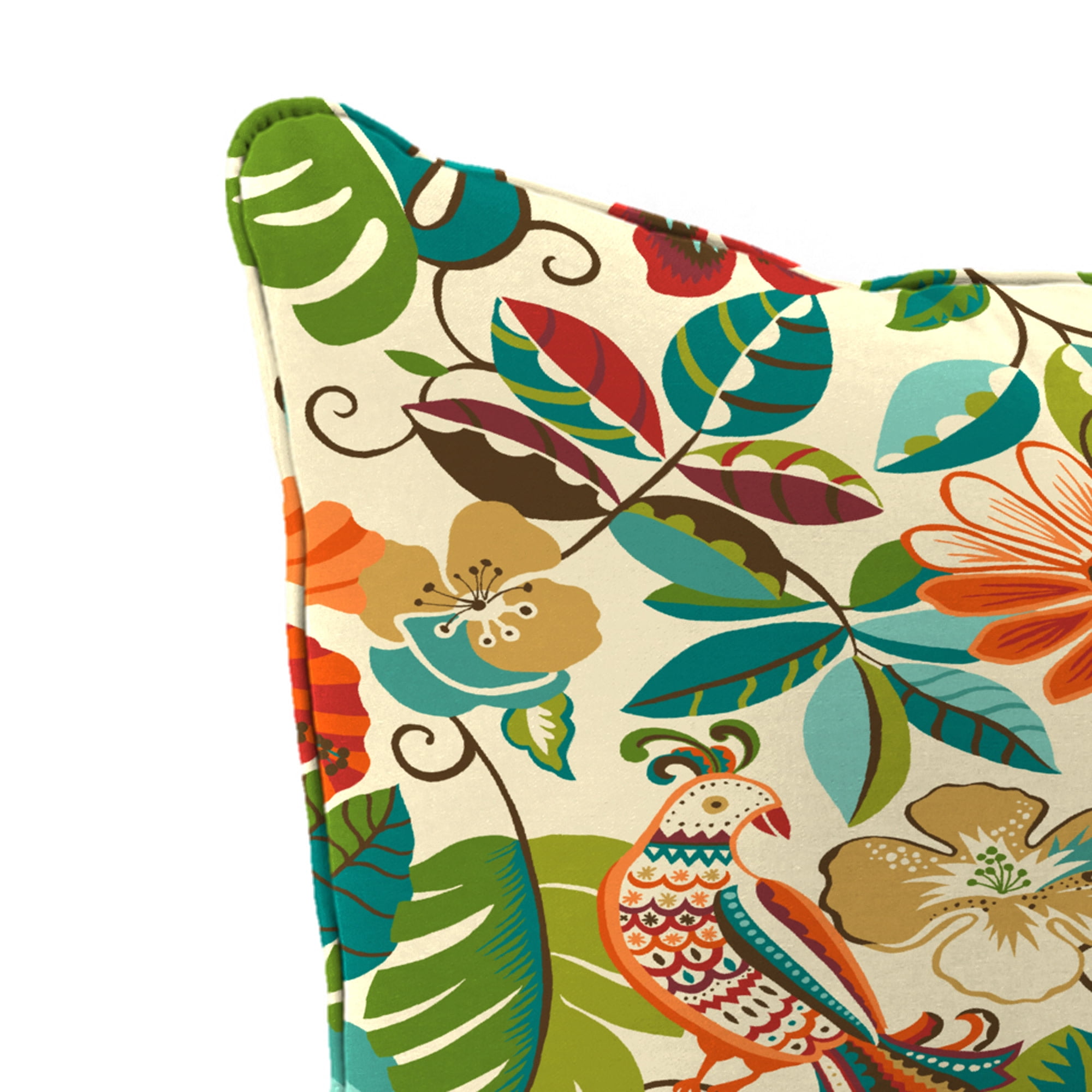 Jordan Manufacturing 46.5" x 24" Lensing Jungle Multicolor Floral Rectangular Outdoor Deep Seat Chair Cushion Set with Welt