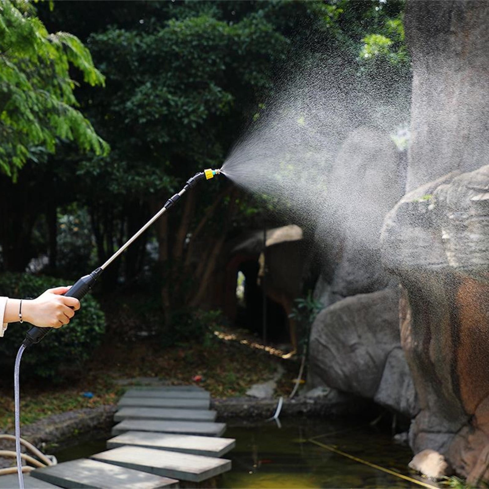 L Watering Can Electric Spray Implement For Gardening Flowers Plants With Adjustable Nozzle And Long 16.4 Feet Hose For Extended Reach