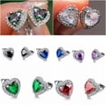 thumbnail image 2 of 925 Silver Stud Earring Heart Cut Cubic Zircon Gorgeous Women Jewelry A Pair, 2 of 2