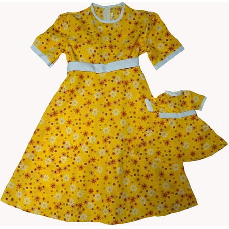 Size 6 Matching Girl And Doll Yellow Sunshine Dresses