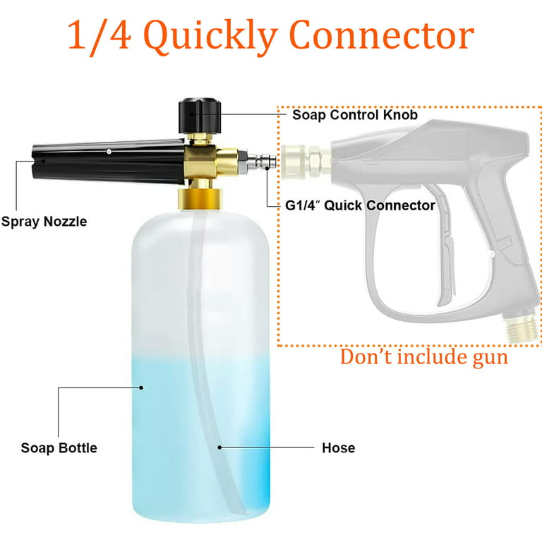 1/4 Quick Release Connector Car Wash Foam Bottle High Pressure Snow Foam  Lance Soap Bottle Auto Cleaning Tools Automobile Washer