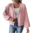 thumbnail image 3 of Gmluru Summer Cardigans For Women Lightweight Winter Loose Solid Sweater Long Sleeve Top Coat Pink S, 3 of 7