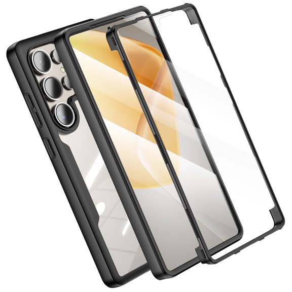 Elegant Choise Case with Screen and Lens Protector for Samsung Galaxy S25 Ultra/S25 Plus/S25 with Built-in Screen and Lens Protector Full Cover, Black