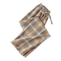 Mens Plaid Sleep Pants, Men's Pajama Pants Lightweight Pjs Bottoms Sleepwear with Pocket Drawstring Elastic Waist Straight Leg Casual Trousers