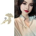 thumbnail image 2 of Mightlink Brooch Pins for Women Ginkgo Leaf Pearl Brooch Lapel Pin Exquisite Elegant Brooch Bridal Corsage Brooch Pin Versatile Accessory Gift, 2 of 6