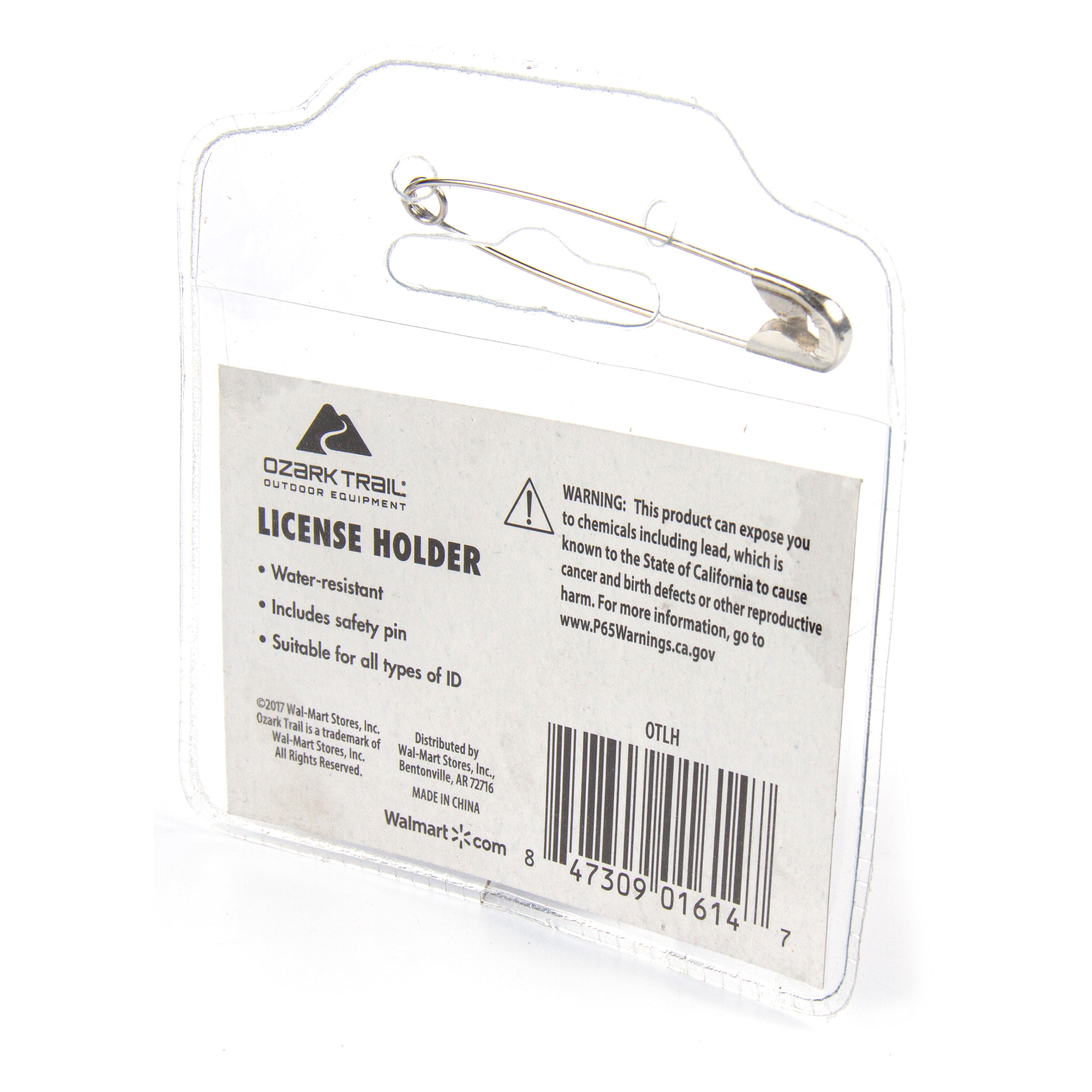 (6 pack) Ozark Trail Clear Water Resistant Fishing License & ID Holder with Safety Pin