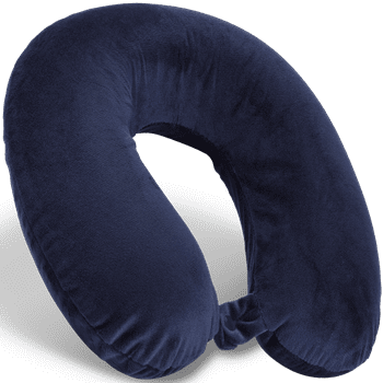 Protege Memory Foam Neck Pillow, 100% Polyester Fleece Knit, Navy, One Size
