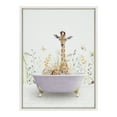 thumbnail image 2 of Kate and Laurel Sylvie Giraffe In Spring Bath Framed Canvas Wall Art by Amy Peterson Art Studio, 18x24 White, Fun Bathroom Art, Wall Décor, 2 of 6