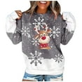thumbnail image 1 of Femmes de Noël Pullover Hoodie Soft Outwear Graphique Imprimé Mode Sweatshirt Col Rond Hiver Cardigan Manches Longues Fermeture Blouse Longueur Moyenne Veste, 1 of 7