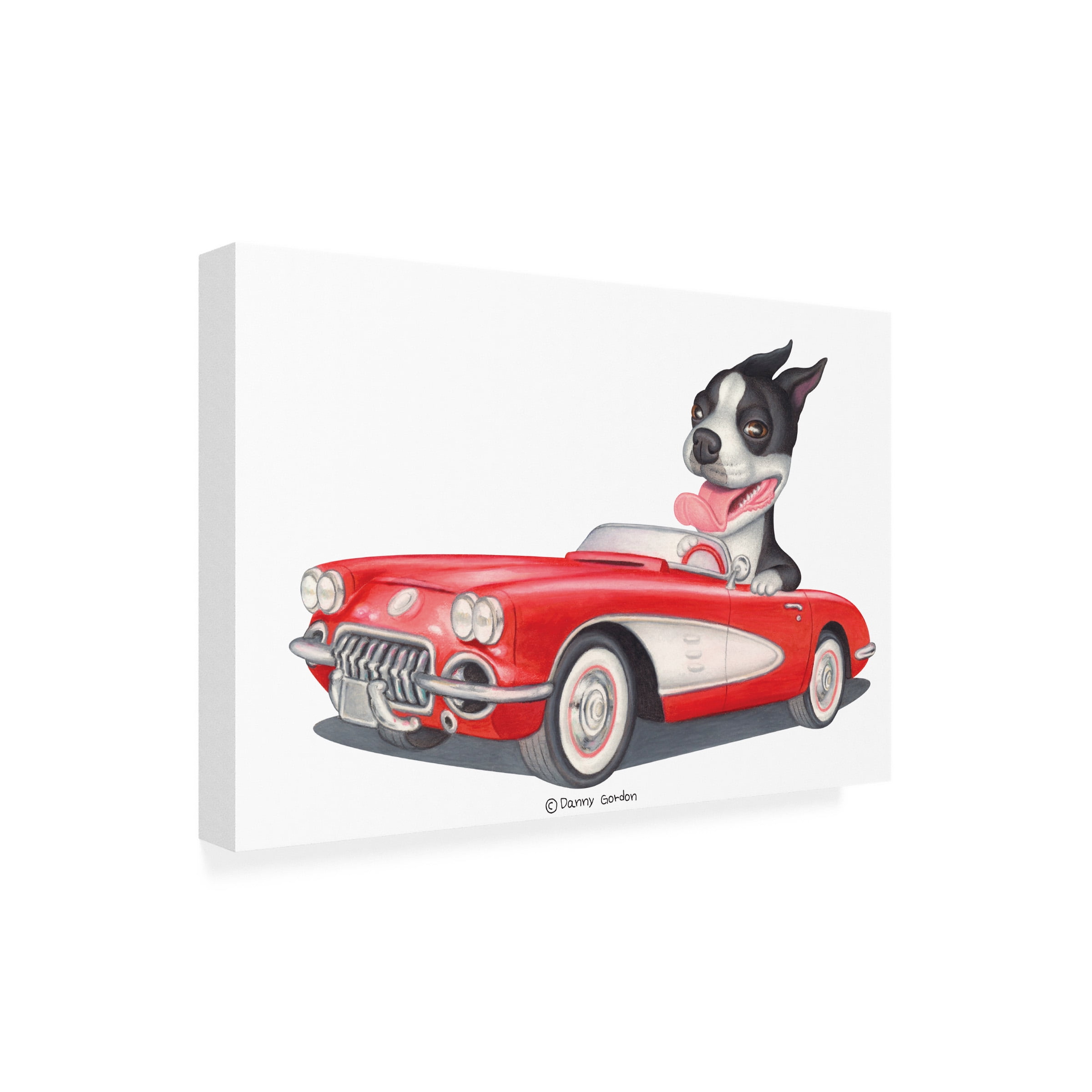 Danny Gordon Art 'Boston Terrier in Red Corvette' Canvas Art
