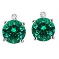 thumbnail image 2 of Star K� Round 7mm Simulated Emerald Screw Back Stud Earrings with Accent Stone on Top, 2 of 9