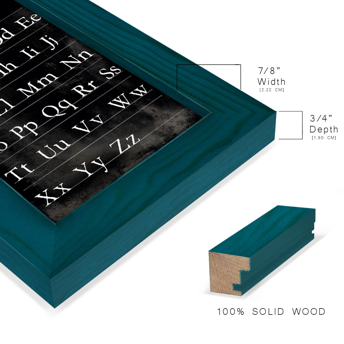 Alphabet Chart - Framed Print w/glass - Ocean Blue