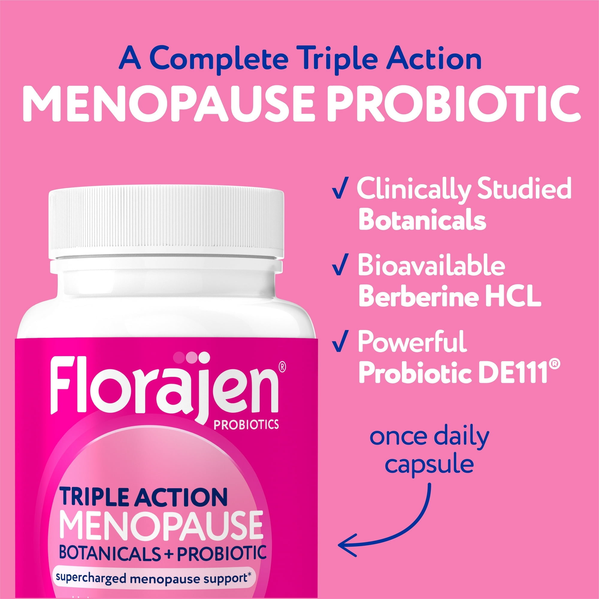 (2 pack) Florajen Women’s Menopause Support, Black Cohosh for Night Sweats & Gut Health, 30ct