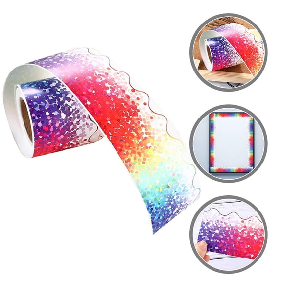 HAKIDZEL 1 Roll Cartoon Wave Bulletin Board Border Sticker Multi-Color Classroom Decoration 7.6x433In