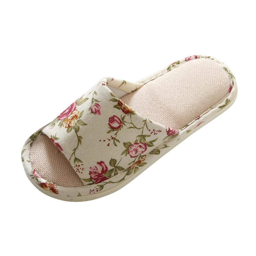 Fantadool Men Women Open Toe Cotton Linen Slippers