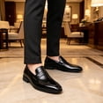 thumbnail image 5 of Men's Burgundy Polished Leather Penny Loafers Formal Dress Shoes, 5 of 5