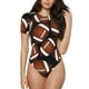 thumbnail image 1 of Fotbe Brown Football On Black Body de Mujer con Cuello Redondo y Mangas Cortas, Sin Mangas Ajustado, Suave, Cómodo y Básico-Large, 1 of 7