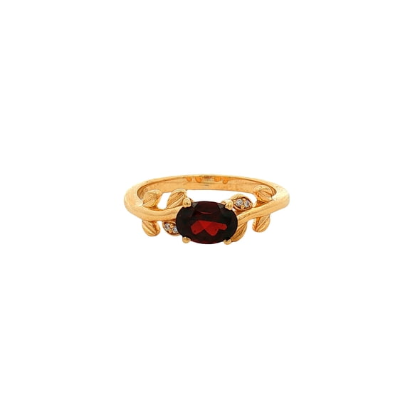Elegant Garnet & Cubic Zirconia Sterling Silver Ring for Women