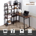 thumbnail image 5 of HomCom 5-Tier Versatile L-Shaped Computer Desk Writing Table with Display Shelves and Metal Frame, Space-Saving, for Study Room Black/Walnut, 5 of 9