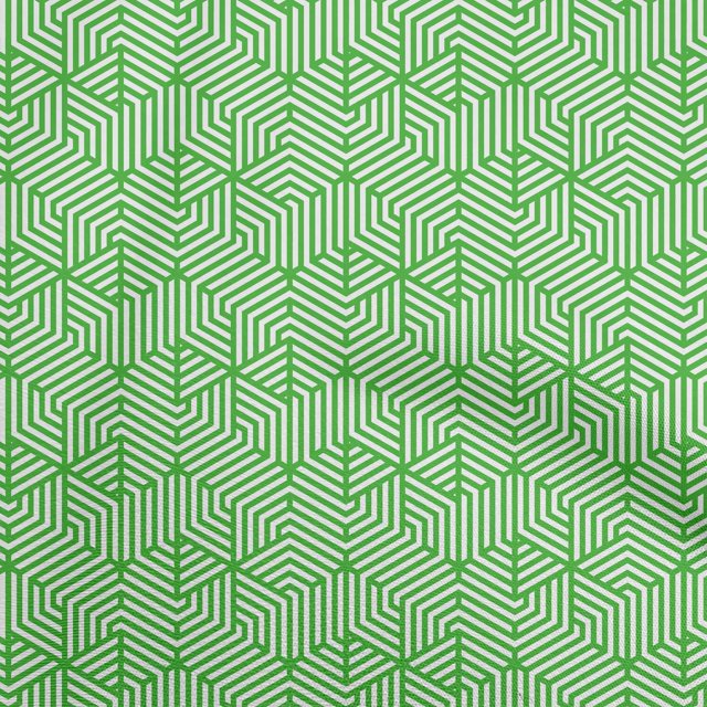 oneOone Cotton Poplin Green Fabric Geometric Sewing Craft Projects Fabric Prints By Yard 56 Inch Wide