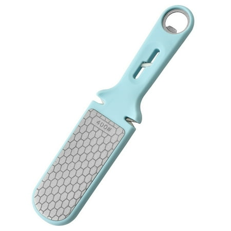 

6 in 1 Utility Professional Sharpening Stone File Handle | Kitchen Knife Sharpener Coarse Sand with Non-Slip Base Accessory Blue