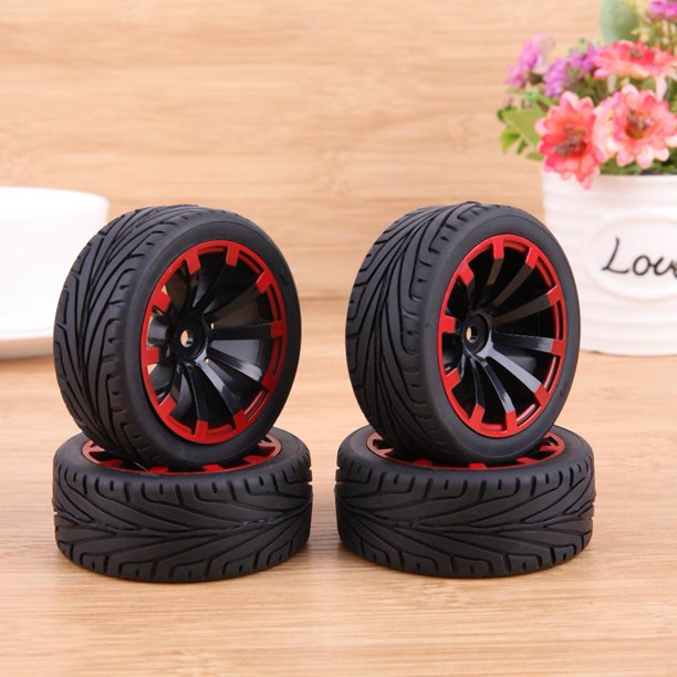Rueda plana de goma para coche de control remoto 4 piezas