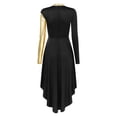 thumbnail image 4 of Vxuxlje Women Lyrical Dance Dress Metallic Color Block Modern Dancewear Liturgical Praise Tunic Black M, 4 of 6