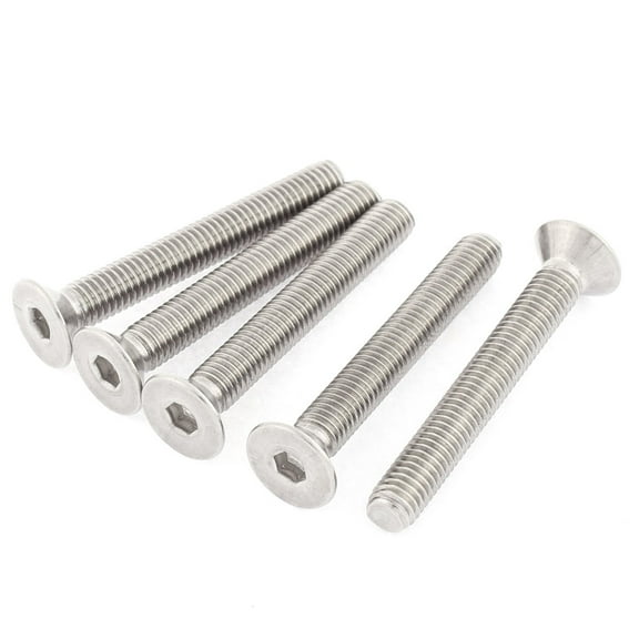 Unique Bargains M8 Stainless Steel Hex Socket Countersunk Flat Head Screws Bolt 60mm Long 5pcs