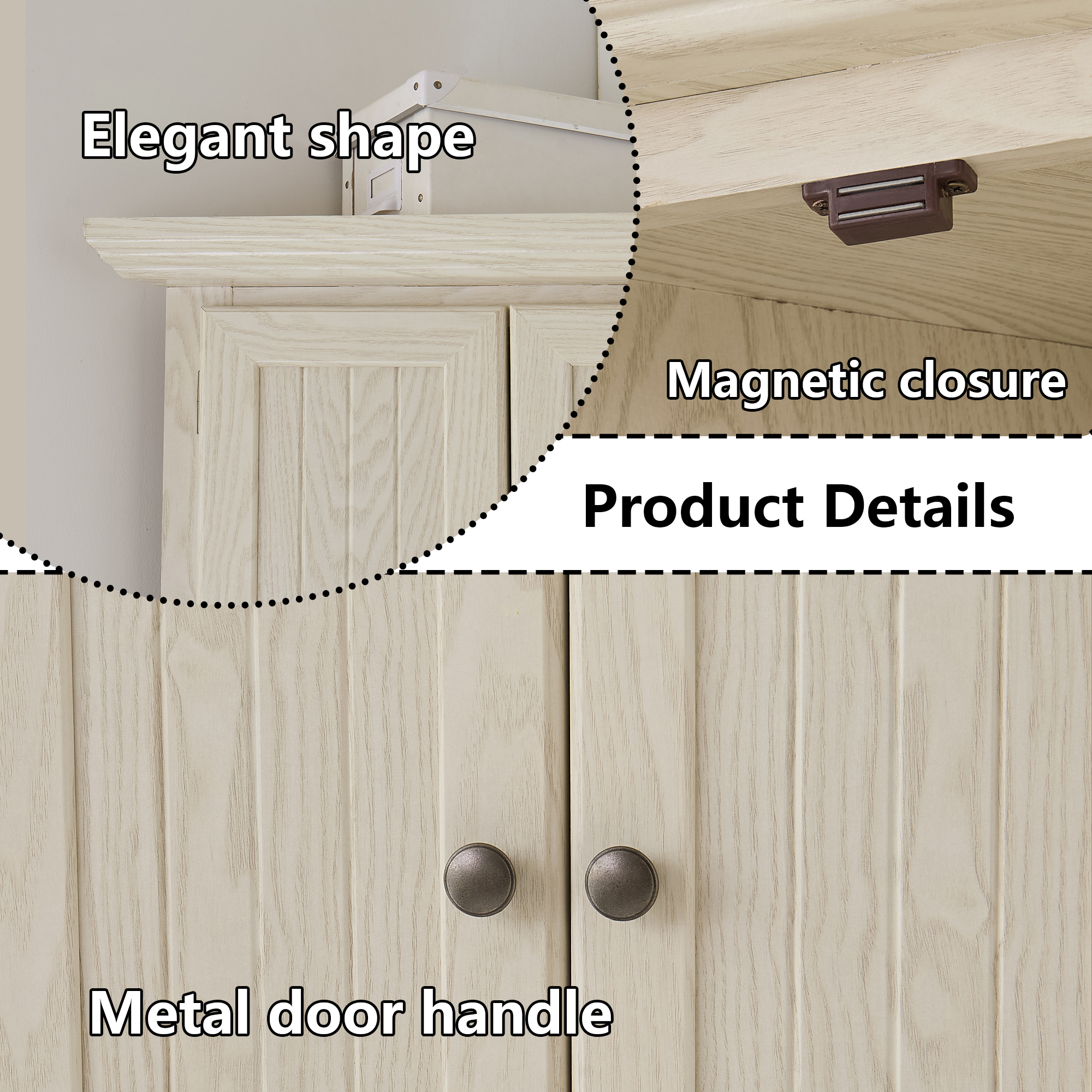 MDQMD 72'' Tall White Corner Storage Cabinet with Doors for Living Room,4 Tier Wood Pantry Cabinet for Kitchen,Freestanding Cabinet for Bathroom
