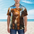 thumbnail image 2 of Bingfone Men's Short Sleeve Button Down Shirts Hawaiian Calf Butterflies Lilies A Printed Beach Shirt, 2 of 7