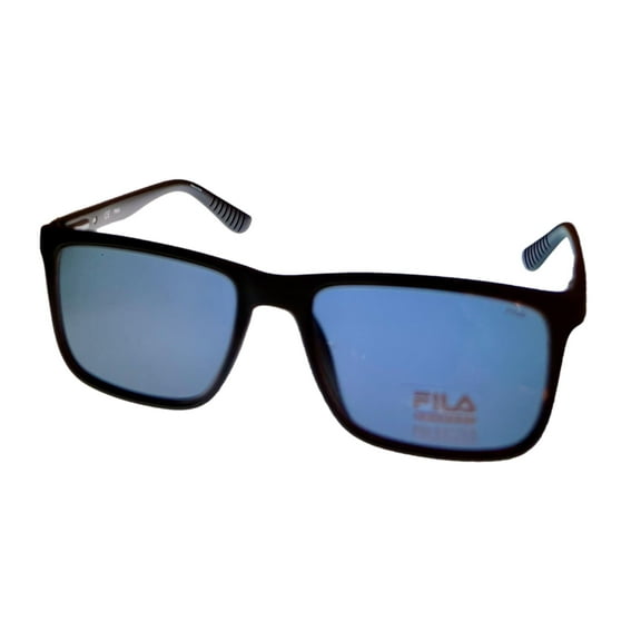 Fila Mens Black Square Plastic Sunglass Smoke Flash Lens Polarized SF9245. U28P