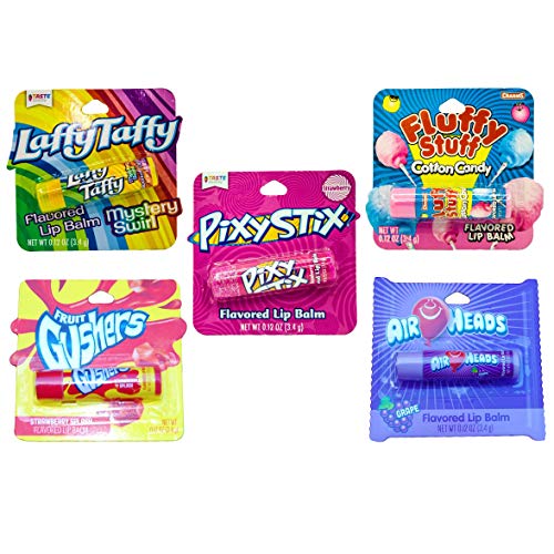 Candy Flavored Lip Balms 5 Pack Laffy Taffy Pixy Stix Fluffy Stuff Airheads And Fruit Gushers Walmart Com