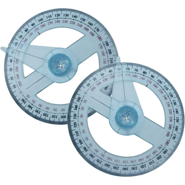 2 uds reglas transportadoras circulares transportadores de plástico reglas de ángulo de brazo oscilante para niños estudiantes aula