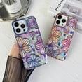 thumbnail image 3 of for iPhone 13/14 Case 6.1 Inch,Clear 3D Flower Phone Case for Women Girls Luxury Plating Floral Case Cover Aesthetic Shockproof Anti-Scratch Transparent Case for iPhone 13/14,Blue, 3 of 8