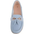 thumbnail image 2 of ABSOLUTE FOOTWEAR Womens Slip On Casual Leather Loafer Deck Boat Shoes Sandals - Baby Blue - US 9, 2 of 7