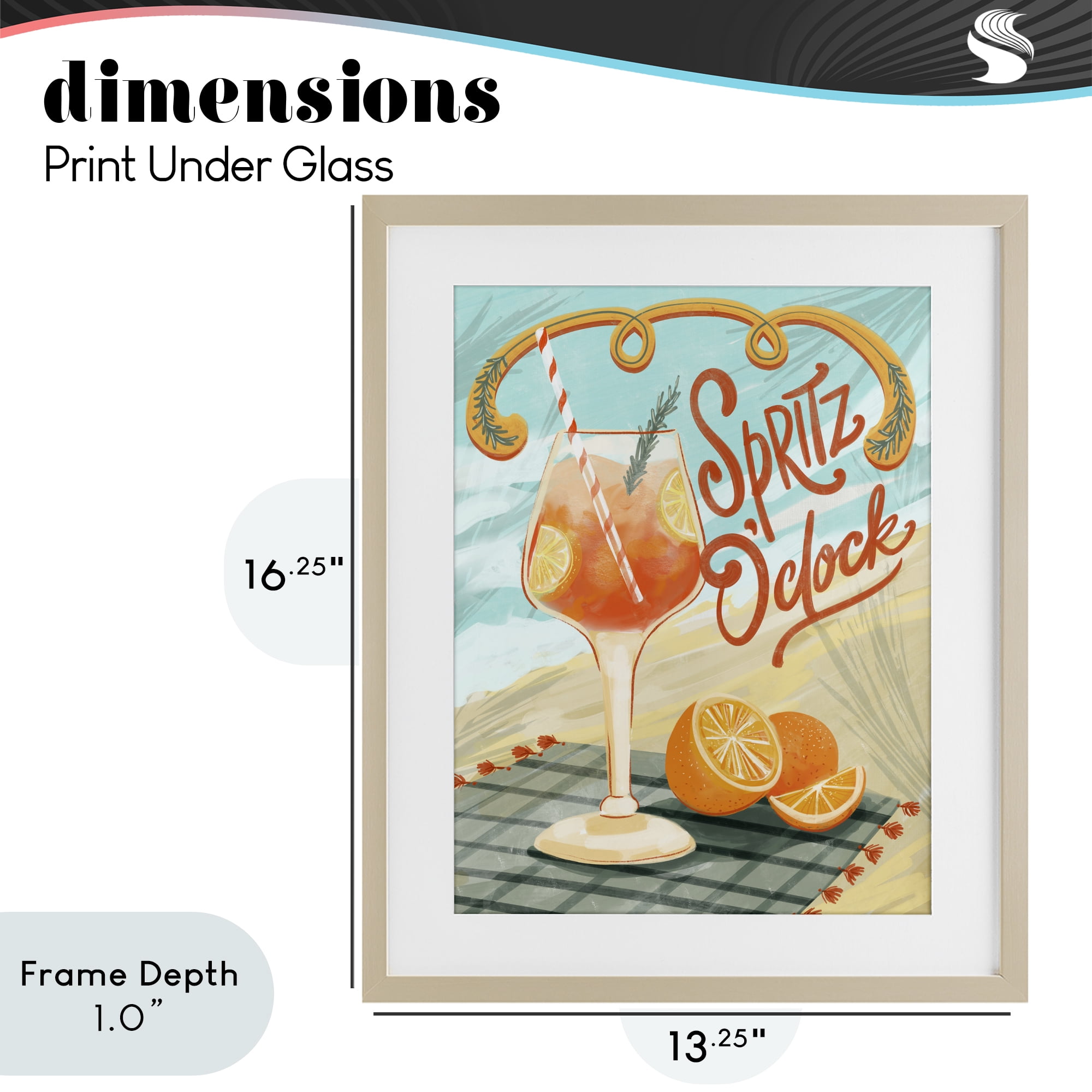 Stupell Industries Spritz O'Clock Citrus Cocktail Birch Framed Print Under Glass, design by Connie Summers