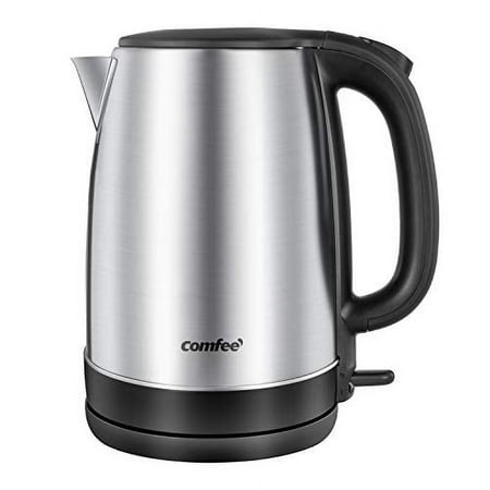 Comfee 1.7L Stainless Steel Electric Tea Kettle  BPA-Free Hot Water Boiler  Cordless with LED Light  Auto Shut-Off and Boil-Dry Protection  1500W Fast Boil