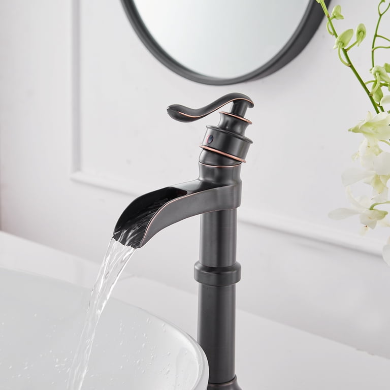 AKLFGN Single Handle Single Hole Bathroom Vessel Sink Faucet Waterfall Bathroom Sink Faucet In Oil Rubbed Bronze