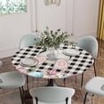 thumbnail image 2 of Easter Bunny Fitted Tablecloth with Elastic Edged, Round Table Cloth for Dining Table, Vintage Watercolor Eggs Flower Black Plaid Waterproof Oil Proof Table Cover for Indoor Outdoor 45"-54", 2 of 8