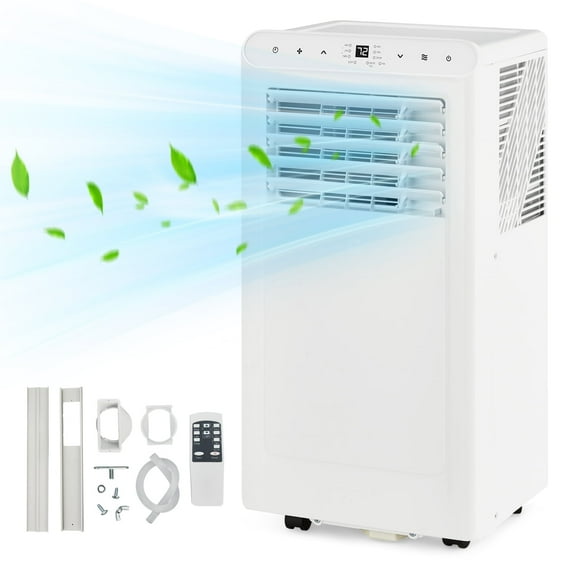 8,000 BTU Portable Air Conditioner Up to 350 Sq.Ft, 3-In-1 Small AC Unit with Cool/Fan/Dehumidifier, Small Air Conditioner with Wheels/Remote Control/Window Kit