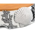 thumbnail image 2 of Arthur Court Coastal Pattern Aluminum Alloy Pedestal Cheese / Cake Stand with Removable Acacia Board 13" Diameter, 2 of 2
