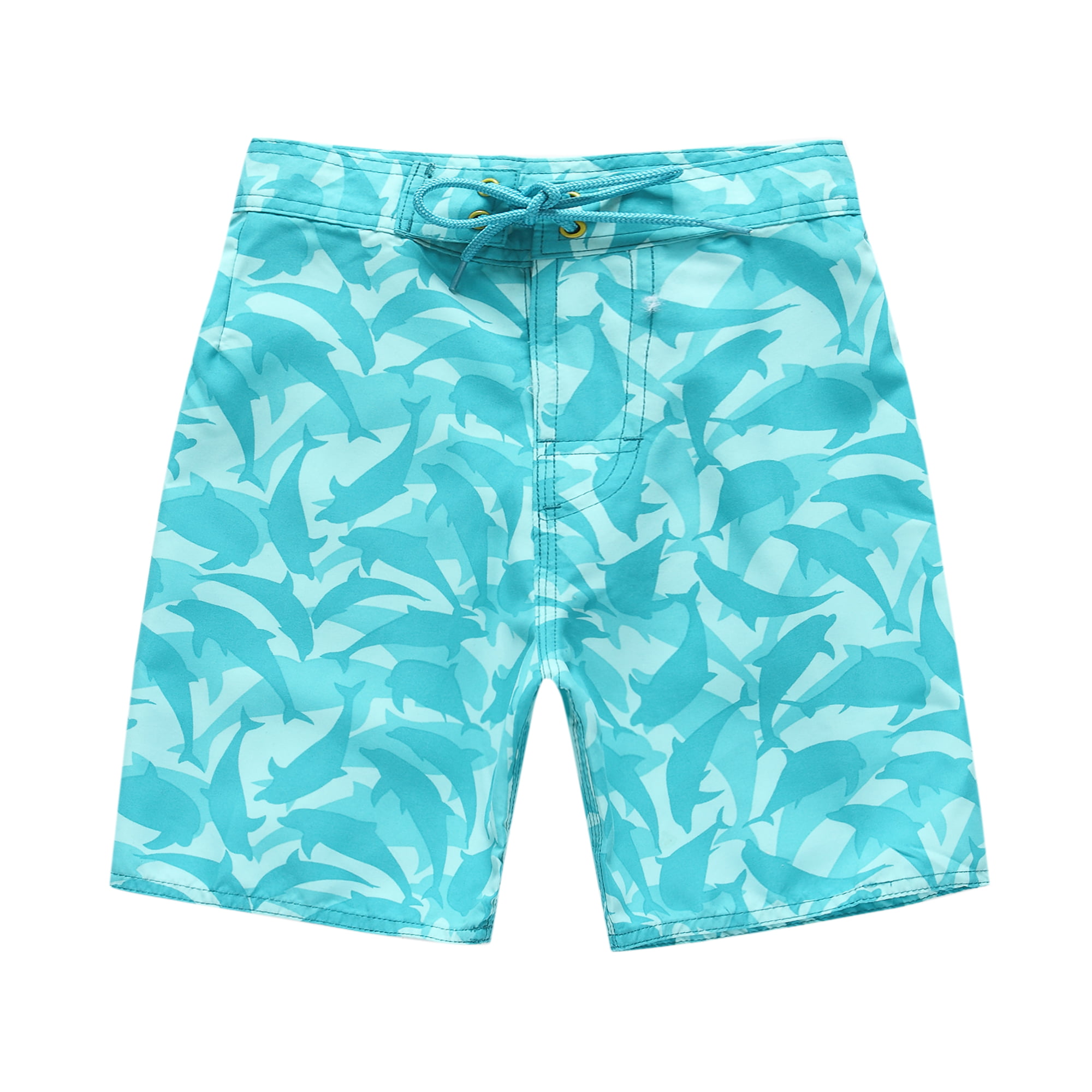 Boy Hawaiian Swimwear Board Shorts with Tie in Blue White with Dolphin ...