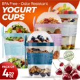 thumbnail image 2 of wqlpp-4-Pack Yogurt Parfait Cups with Lids and Spoons, Reusable Yogurt Containers for On-the-Go, Portable Yogurt Cups with Topping Storage, Ideal for Oatmeal and Breakfast Prep (20 oz), 2 of 4