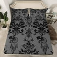 thumbnail image 2 of Manfei Damask Twin Sheet Sets,Gothic Flower Twin Fitted Sheet,Gray Dragon Dreamcatcher Flat Sheet,Breathable Bedroom Decorative,3-Piece, 2 of 7