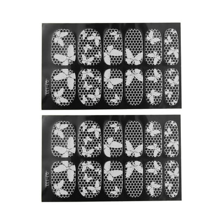 - 2 Set Butterfly Pattern Nail Art Sticker Foil Manicure Decal Tip Wrap Decoration